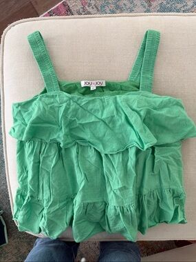 Joy Joy Bright Green Ruffle Cotton blouse